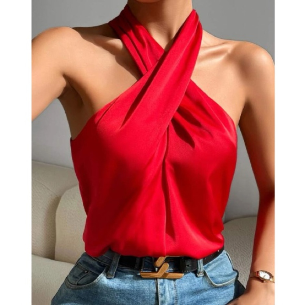 COPY - Luxe crisscross front backless halter top